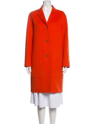 Pre-owned Hermes Cashmere Coat In Red