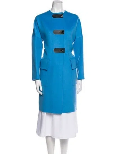 Pre-owned Hermes Cashmere Coat W/ Tags In Blue