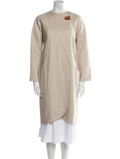 Pre-owned Hermes Cashmere Coat W/ Tags In Neutral