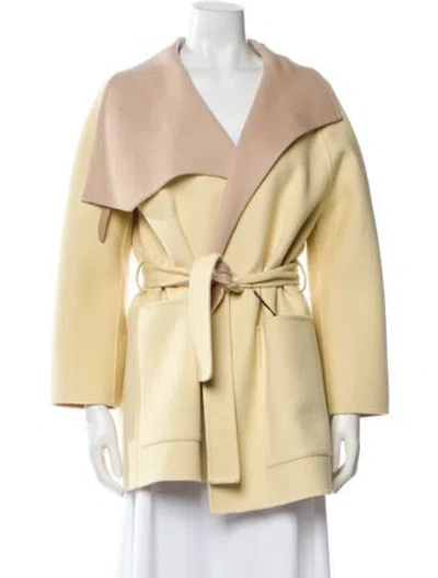 Pre-owned Hermes Cashmere Coat In Yellow