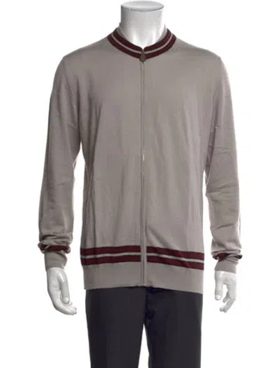 Pre-owned Hermes Cashmere Collar Cardigan In Grey