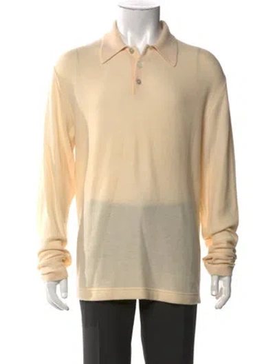 Pre-owned Hermes Cashmere Collar Polo Shirt In Neutral