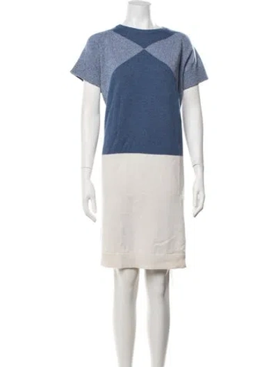 Pre-owned Hermes Cashmere Colorblock Pattern Sweater In Blue