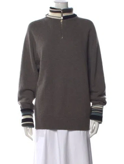 Pre-owned Hermes Cashmere Colorblock Pattern Sweater In Gray