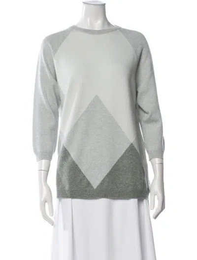 Pre-owned Hermes Cashmere Colorblock Pattern Sweater In Green