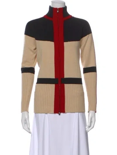 Pre-owned Hermes Cashmere Colorblock Pattern Sweater In Neutral