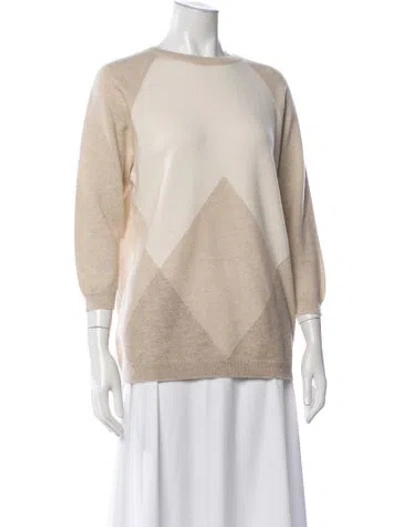 Pre-owned Hermes Cashmere Colorblock Pattern Sweater In Neutrals