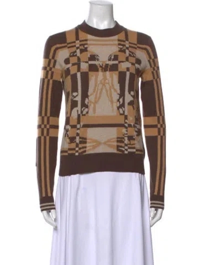 Pre-owned Hermes Cashmere Colorblock Pattern Sweater W/ Tags In Brown
