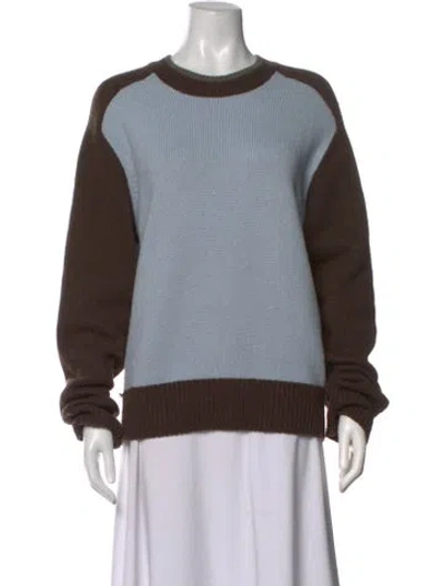 Pre-owned Hermes Cashmere Colorblock Pattern Sweatshirt In Blue