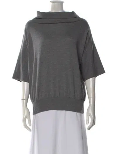 Pre-owned Hermes Cashmere Cowl Neck Sweater In Gray
