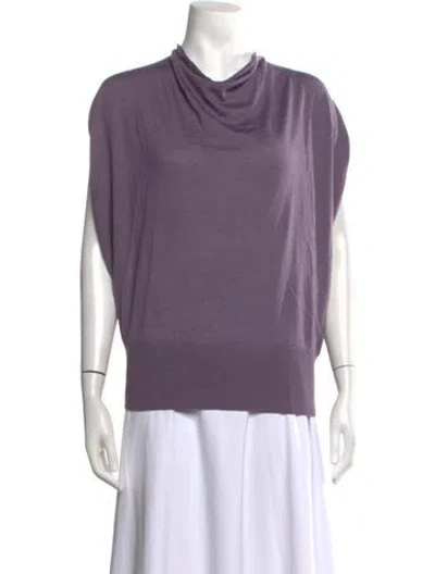 Pre-owned Hermes Cashmere Cowl Neck Sweater In Purple