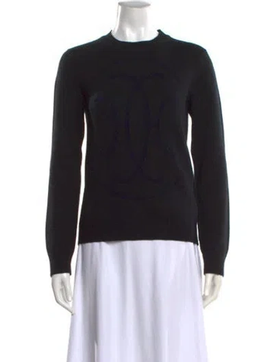 Pre-owned Hermes Cashmere Crew Neck Sweater In Black