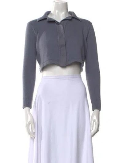 Pre-owned Hermes Cashmere Crew Neck Sweater In Blue