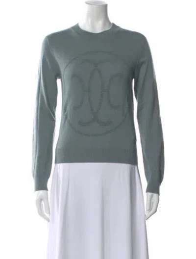 Pre-owned Hermes Cashmere Crew Neck Sweater In Blue