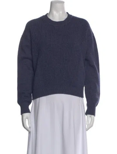 Pre-owned Hermes Cashmere Crew Neck Sweater In Blue