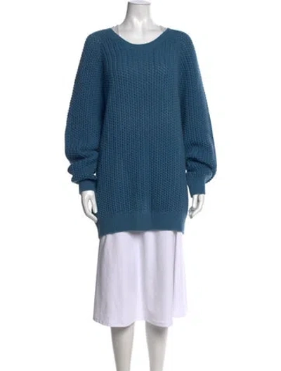Pre-owned Hermes Cashmere Crew Neck Sweater In Blue
