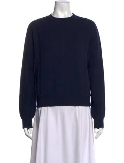 Pre-owned Hermes Cashmere Crew Neck Sweater In Blue