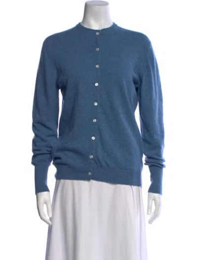 Pre-owned Hermes Cashmere Crew Neck Sweater In Blue