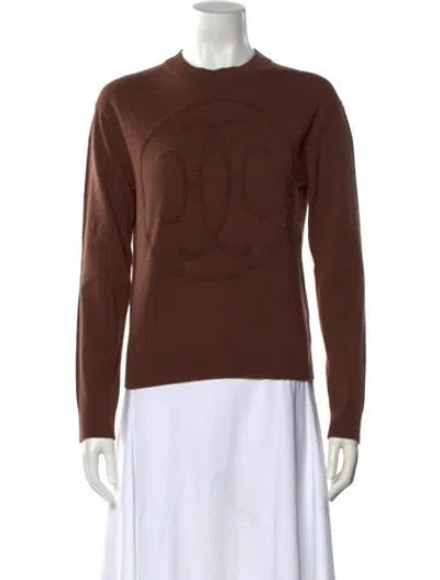 Pre-owned Hermes Cashmere Crew Neck Sweater In Brown
