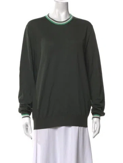 Pre-owned Hermes Cashmere Crew Neck Sweater In Green
