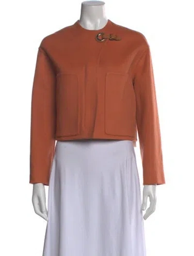 Pre-owned Hermes Cashmere Crew Neck Sweater In Orange