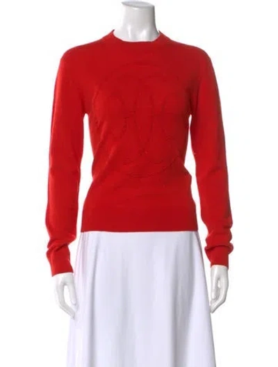 Pre-owned Hermes Cashmere Crew Neck Sweater In Red