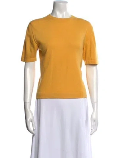 Pre-owned Hermes Cashmere Crew Neck Sweater In Yellow