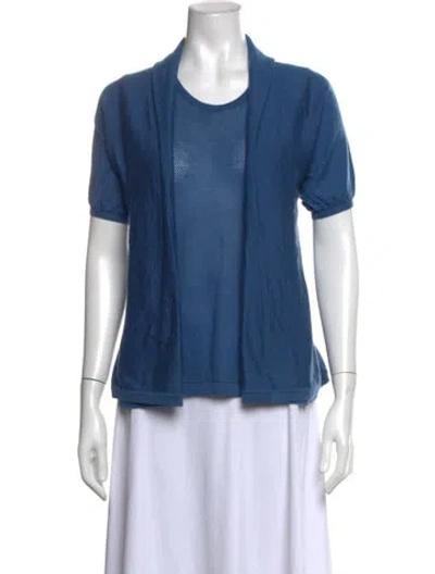 Pre-owned Hermes Cashmere Crew Neck Top In Blue