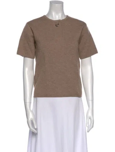 Pre-owned Hermes Cashmere Crew Neck T-shirt In Brown