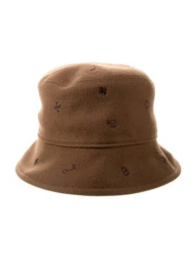 Pre-owned Hermes Cashmere Debbie Charms Bucket Hat W/ Tags In Brown