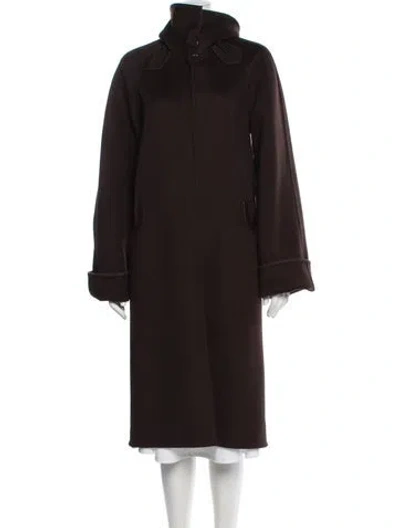 Pre-owned Hermes Cashmere Faux Fur Coat In Brown