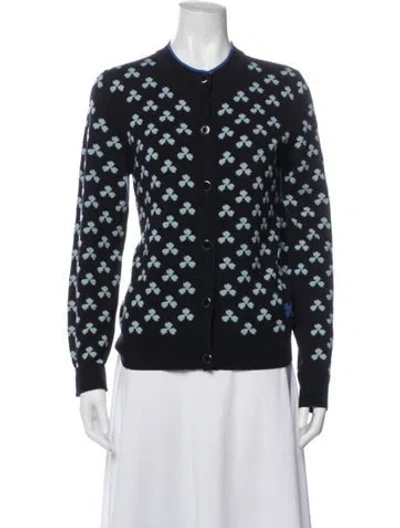 Pre-owned Hermes Cashmere Floral Print Sweater In Blue