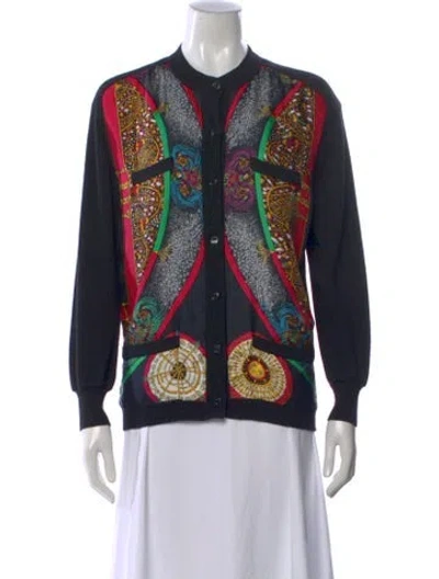 Pre-owned Hermes Cashmere Graphic Print Sweater In Black