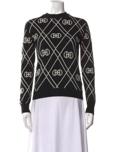 Pre-owned Hermes Cashmere Graphic Print Sweater In Black