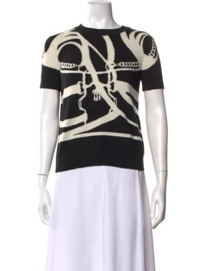 Pre-owned Hermes Cashmere Graphic Print Sweater In Black