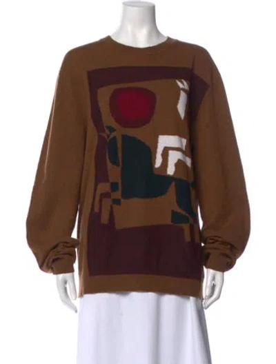 Pre-owned Hermes Cashmere Graphic Print Sweater In Brown