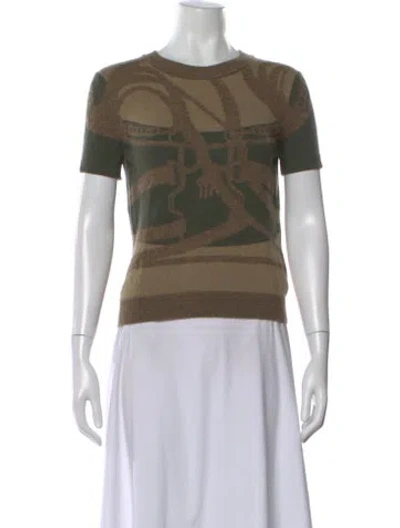 Pre-owned Hermes Cashmere Graphic Print Sweater In Green