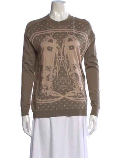 Pre-owned Hermes Cashmere Graphic Print Sweater In Neutrals