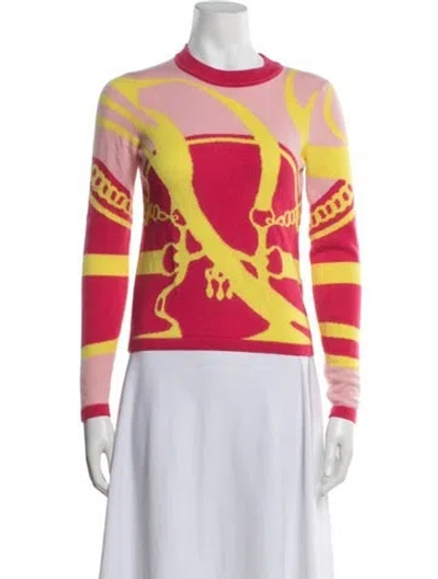 Pre-owned Hermes Cashmere Graphic Print Sweater In Pink