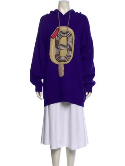 Pre-owned Hermes Cashmere Graphic Print Sweater W/ Tags In Purple