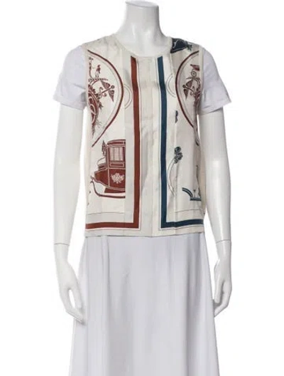 Pre-owned Hermes Cashmere Graphic Print Top In Neutrals