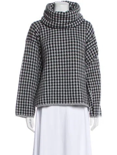 Pre-owned Hermes Cashmere Houndstooth Print Sweater In Gray