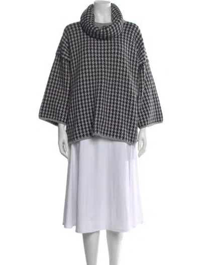 Pre-owned Hermes Cashmere Houndstooth Print Sweater In Gray