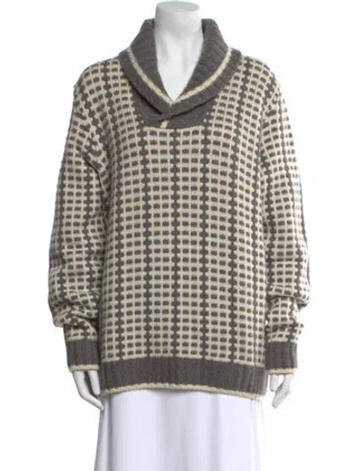 Pre-owned Hermes Cashmere Houndstooth Print Sweater In Neutral