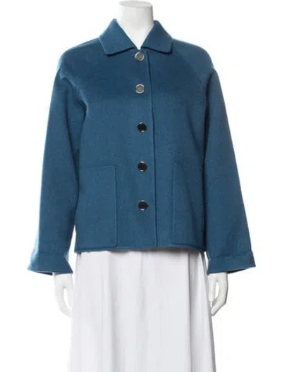 Pre-owned Hermes Cashmere Jacket In Blue