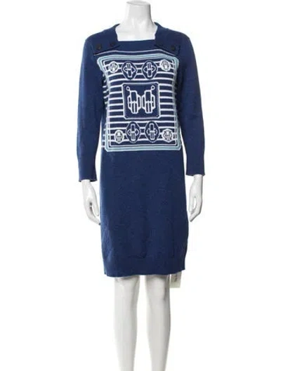 Pre-owned Hermes Cashmere Knee-length Dress In Blue