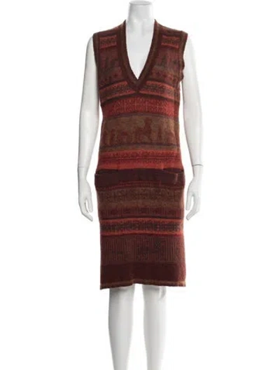 Pre-owned Hermes Cashmere Knee-length Dress In Multi