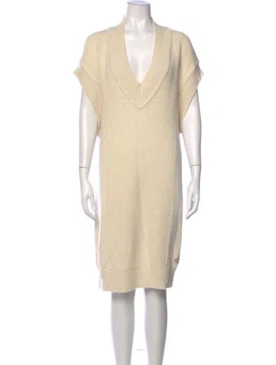 Pre-owned Hermes Cashmere Knee-length Dress In Neutrals
