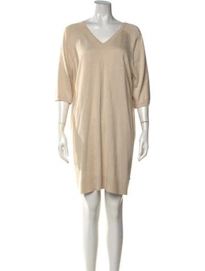 Pre-owned Hermes Cashmere Knee-length Dress In Neutrals