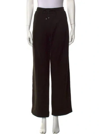 Pre-owned Hermes Cashmere Leather Trim Embellishment Sweatpants In Green